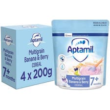 Image of 4 x 200g Aptamil Multigrain Banana & Berry Cereal From 7+ Months