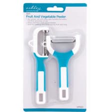 Image of 2PC Fruit Vegetable Peeler Set Blue White Swivel Easy Grip Comfort Kitchen Tools