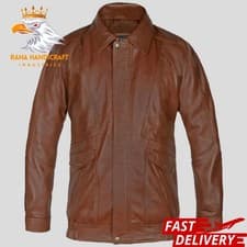 Image of AVIATOR BOMBER LEATHER JACKET FOR YOUR EVERYDAY STREET STYLE FOR MEN