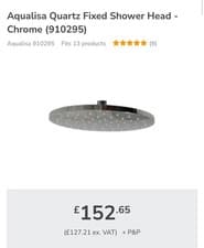 Image of Aqualisa 910295 Quartz fixed shower head - chrome 250mm