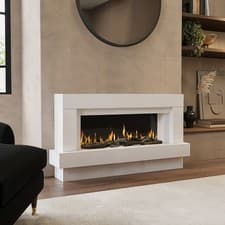 Image of White 48inch WiFi Enabled Wall Mounted Electric Fireplace - AmberGlo AGL035W