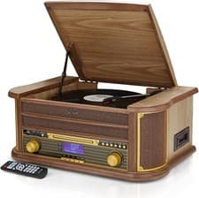 Image of Vinyl Record Player DAB+ Turntable Bluetooth CD USB Denver MRD-51BT Light Wood