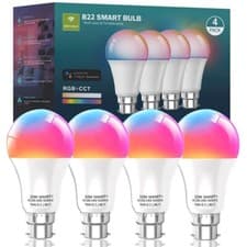 Image of 4x Keepsmile B22 Smart Light Bulbs, 10W WiFi Bluetooth Music Sync Color Changing