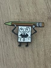 Image of Doodle Pencil Guy Pin Badge Funny Crazy Drawing Pin FREE 1stP+P CHEAPEST ON EBay