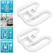 Image of SET OF 2 FLUORESCENT LIGHT BULB 2 PIN ENERGY SAVING EFFICIENCY 28W LAMP TUBE 2D