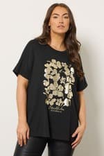 Image of EVANS Curve Women's Plus Size Floral Foil Detail Modal Top