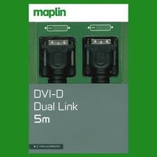 Image of Maplin 5M DVI-D Dual Link 1080p HD Digital (24+1) PC TV Laptop Monitor Cable M/M