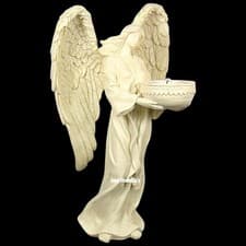Image of Standing Angel Candle Holder Figurine Ornament Tea Light Memorial Home Gift 24cm