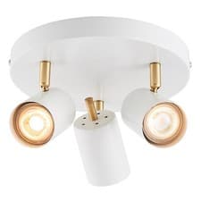 Image of Matt White & Satin Brushed Gold GU10 LED Ceiling Spotlight