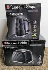 Image of Russell Hobbs Honeycomb Black Set 1.7 Litre Kettle 26051 & 2 Slice Toaster 26061