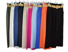 Image of Italian Lagenlook Linen Wide Leg Elasticated Trousers Lightweight Fashion Belt.