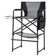 Image of 116.5 CM Tall Directors Chair with Foldable Side Table and Footrest-Grey