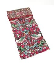 Image of William Morris Red Strawberry Thief Cotton Floral Tea Towel Kitchen Linens