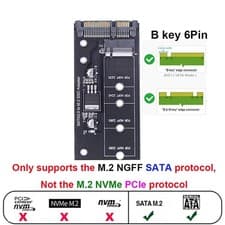 Image of SATA 3 3.0 to M.2 SSD Adapter Card Converter B&M Protocol Solid State Disk Drive