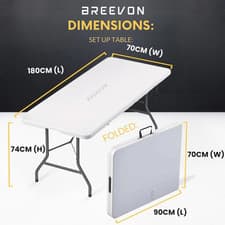 Image of 6ft Heavy-Duty Folding Table Premium Fold-in-Half Portable Utility Table