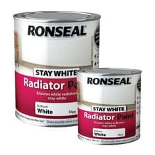 Image of Ronseal Stays White Radiator Paint One Coat White Matt 250ml 750ml