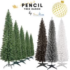Image of Christmas Tree Slim Pencil 4ft 5ft 6ft 7ft 8ft Green Grey White Black Xmas Trees