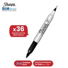 Image of Sharpie dual tip black permanent marker pens fine and ultra fine