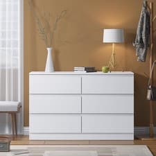 Image of 6 Drawer Chest of Drawers Bedroom Furniture Scandinavian Handleless Matt white