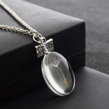 Image of Dandelion Wish Necklace Glass Ball Pendant Crystal Heart Fashion Jewellery gift