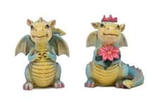 Image of Miniature Fairy Garden S/2 Blue 3.25" Male & Female Dragons - Buy 3 Save $5