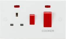 Image of Knightsbridge 45A DP Cooker Switch and 13A Socket with Neons SN8333 SN8333N UK