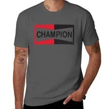 Image of Champion Spark Plug T Shirt Men Retro Distressed Logo Tee Slim Fit New Edition