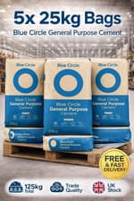 Image of 5 x Blue Circle General Purpose Cement Ready to Mix 25kg Each - Bulk uk trade