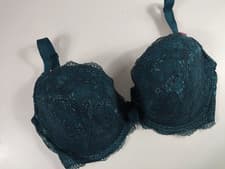 Image of NEW Boux Avenue Emerald / Black Chloe Lace Plunge Bra Lingerie Light Padded 34G