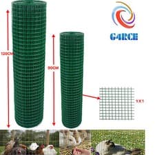 Image of Fencing Mesh Garden Green PVC Coated Galvanised Fence Chicken Wire Aviary Posts