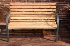 Image of Garden Bench Classic Wood Slat Iron Frame Chair 2 Seater Outdoor Patio Park Seat