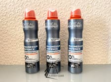 Image of 3x 250ml XL LOreal Men Magnesium Defence Hypoallergenic Antiperspirant Deodorant