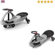 Image of Colorful Grey Ride-On Wiggle Car for Kids & Adults - Indoor & Outdoor Fun