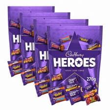 Image of Cadbury Heroes Chocolate Pouch 270g x4 Family Treat size Bag Miniture Heroes