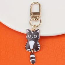 Image of Cat Shaped Keyring Keychain - Metal Kitten Kitty Feline Animal