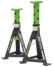 Image of Limited Edition Sealey AS3G Axle Stands (Pair) 3 tonne Capacity per Stand. Green