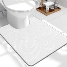 Image of Non Slip Pedestal Bath Mat Bathroom Rug Water Absorbent Toilet Pedestal Mats