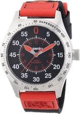 Image of BRAND NEW UNISEX PROFESSIONAL SUPERDRY WATCH BLACK & RED DIAL BLACK NYLON STRAP