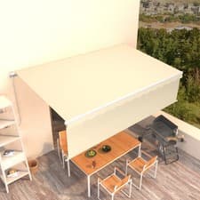 Image of Manual Retractable Awning with Blind 5x3m Cream vidaXL