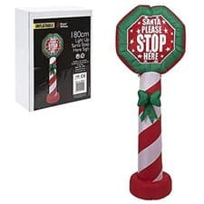 Image of SANTA PLEASE STOP HERE 180CM INFLATABLE LIGHT UP LED XMAS DECORATION HOME NEW