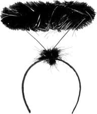 Image of Halloween Fluffy Halo Headband Fairy Angle White Black Fancy Dress Party Costume