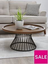 Image of Odem Round Coffee Table Black & Walnut Modern and Stylish Living Room Furniture