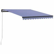 Image of Manual Retractable Awning 350x250 cm Blue and White vidaXL