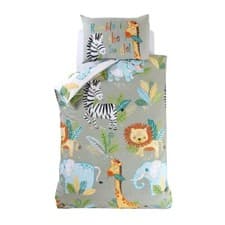 Image of Rumble In The Jungle Single & Junior Duvet Cover Set Safari Animals Kids Bedding