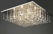 Image of Flush Ceiling Light Crystal 9 Light Polished Chrome Low Ceiling Square Fitting