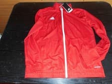 Image of Adidas Entrada Track Jacket Men Red Teamwear Football Top Size Small 12-14 Yrs