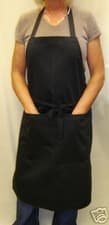 Image of Bib Front Bar Apron in 100% Black Cotton with free delivery