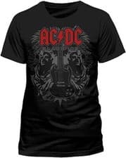 Image of Officially licensed AC/DC Black Ice Guitar Mens Unisex Black T Shirt AC/DC Tee