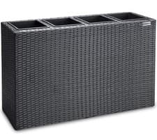 Image of CASARIA Large Tall Rattan 4 Pot Planter 95x27x60cm - Black