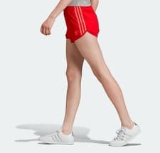 Image of ADIDAS ORIGINALS 3 STRIPE SHORTS RED SIZE UK 12 BNWT RRP £23 LAST ONE